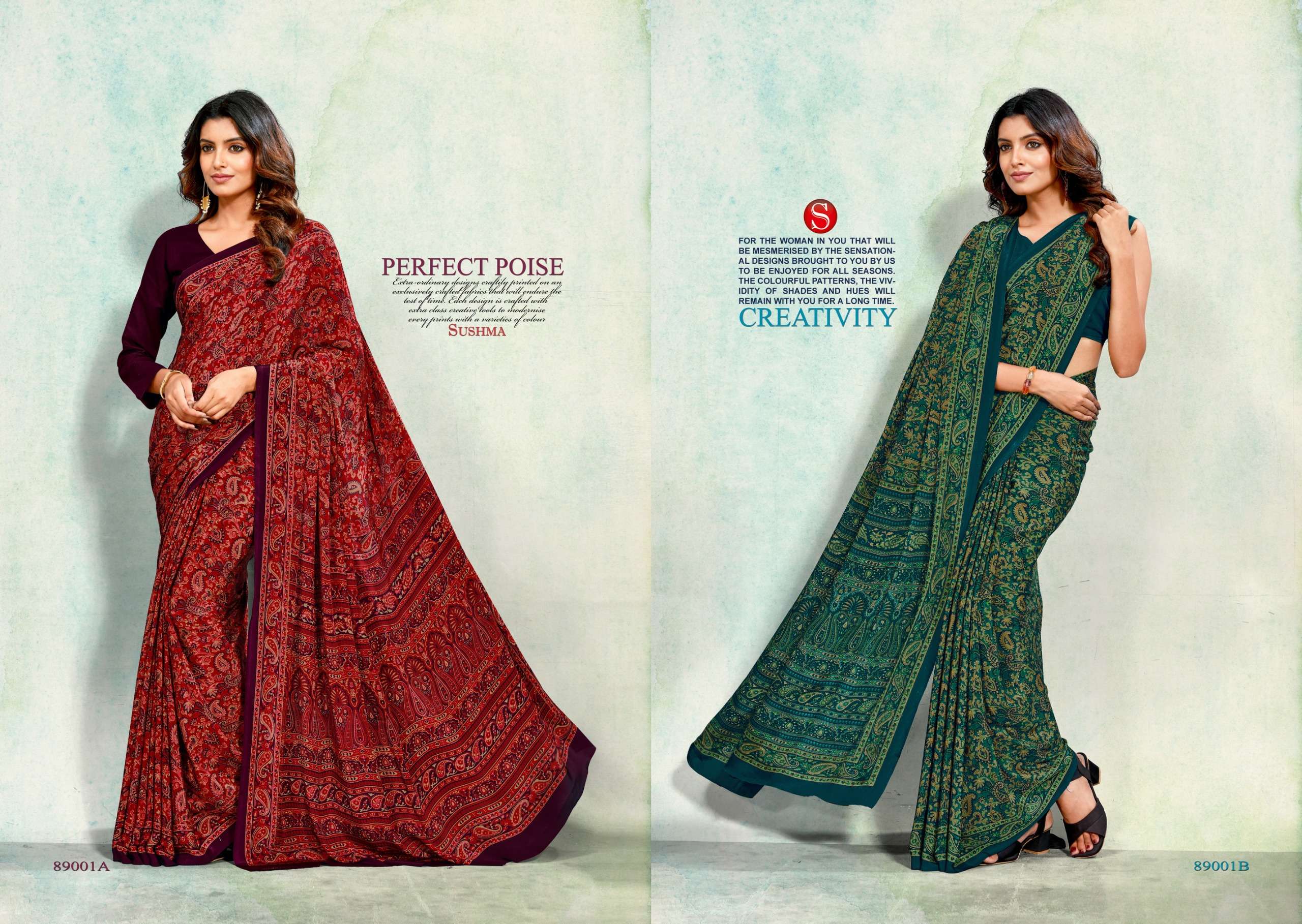 SUSHMA PETALS BRANDED CRAPE FABRIC SAREE COLLECTION DAILY WEAR INDIA SHOP 